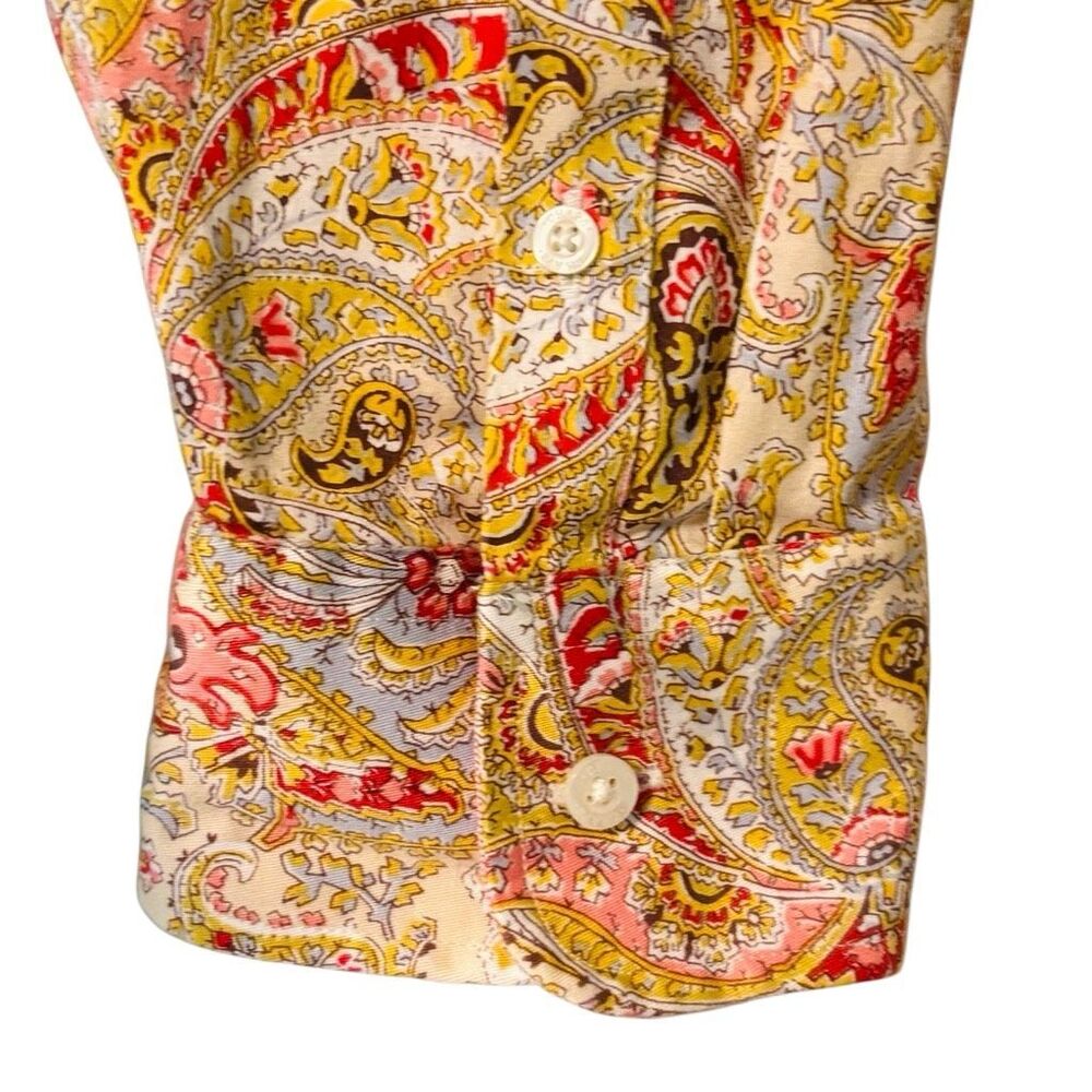 Chaps No-Iron XL button front paisley print shirt blouse contrast trim - Picture 5 of 12